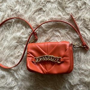 Zara mini faux leather orange purse